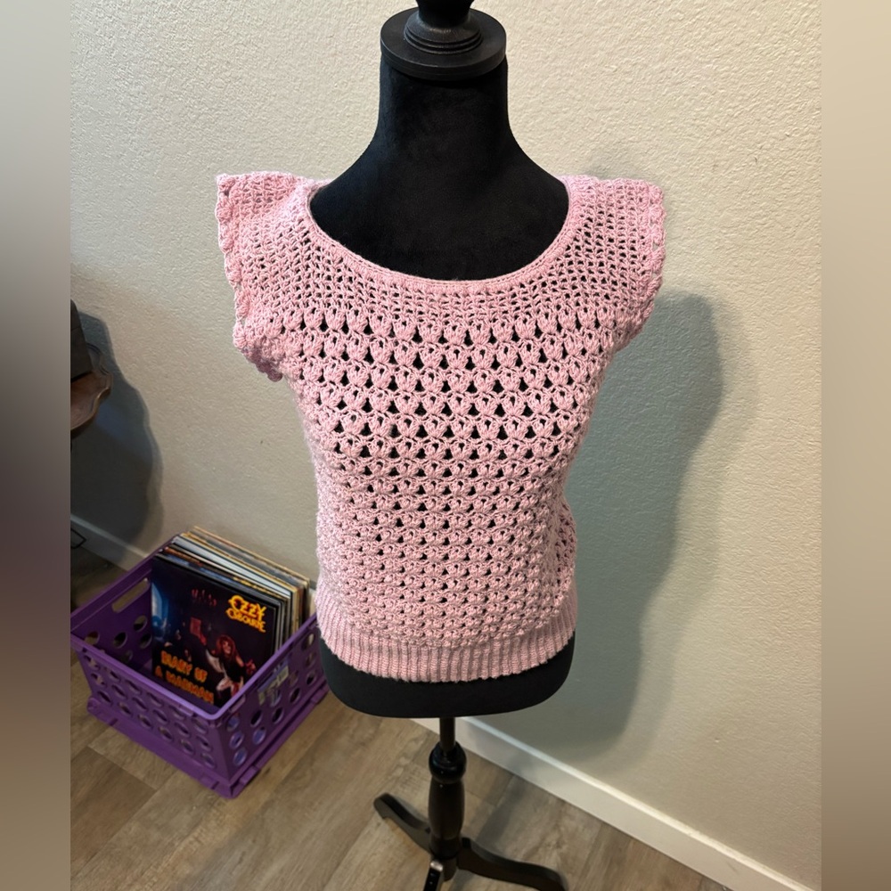 Handmade knitted pink vest Medium